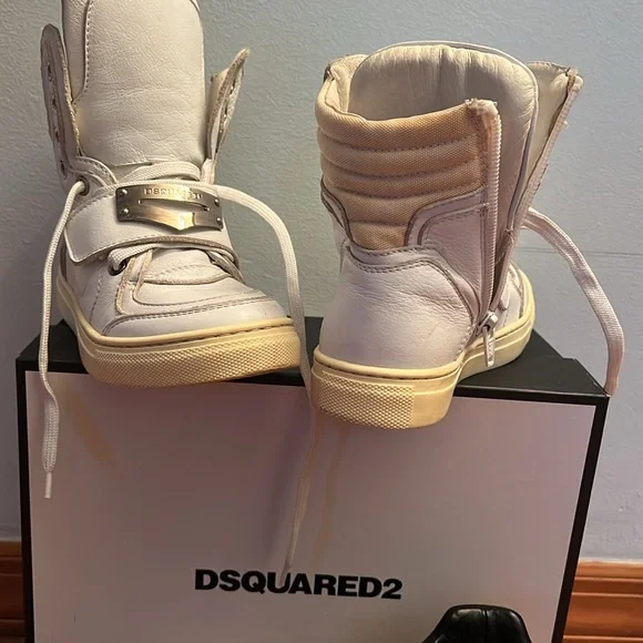 Dsquuared 2 , Sneakers 2 pair Italy Kids size 31 white Black - Picture 9 of 12